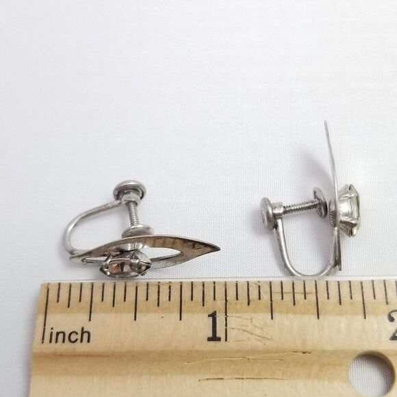 Vintage Van Dell Sterling Silver Rhinestone Clip On Screw Back Earrings, Minimal - Picture 5 of 7